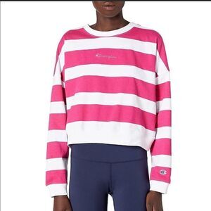 Nwt Champion Pink & White Striped Cropped Long Sleeve s